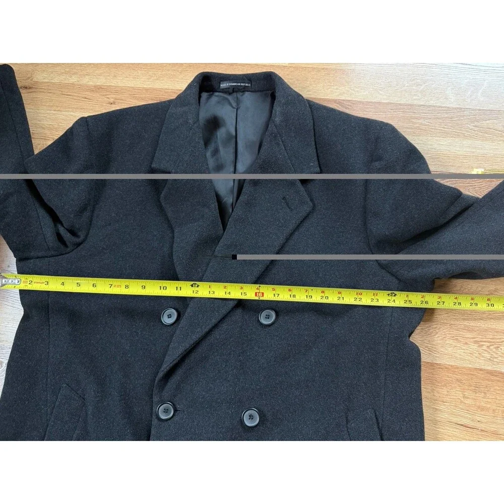London Fog Men’s Wool Cashmere Blend Black Double Breasted Overcoat 46R